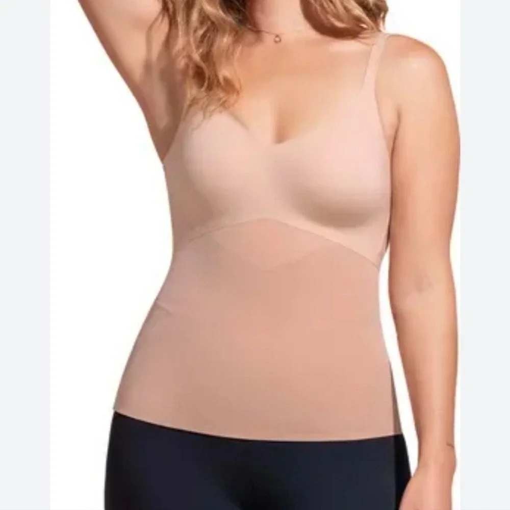 Honeylove Liftwear Cami Tank Sand Womens Medium Shapewear Slimming Wireless Mesh